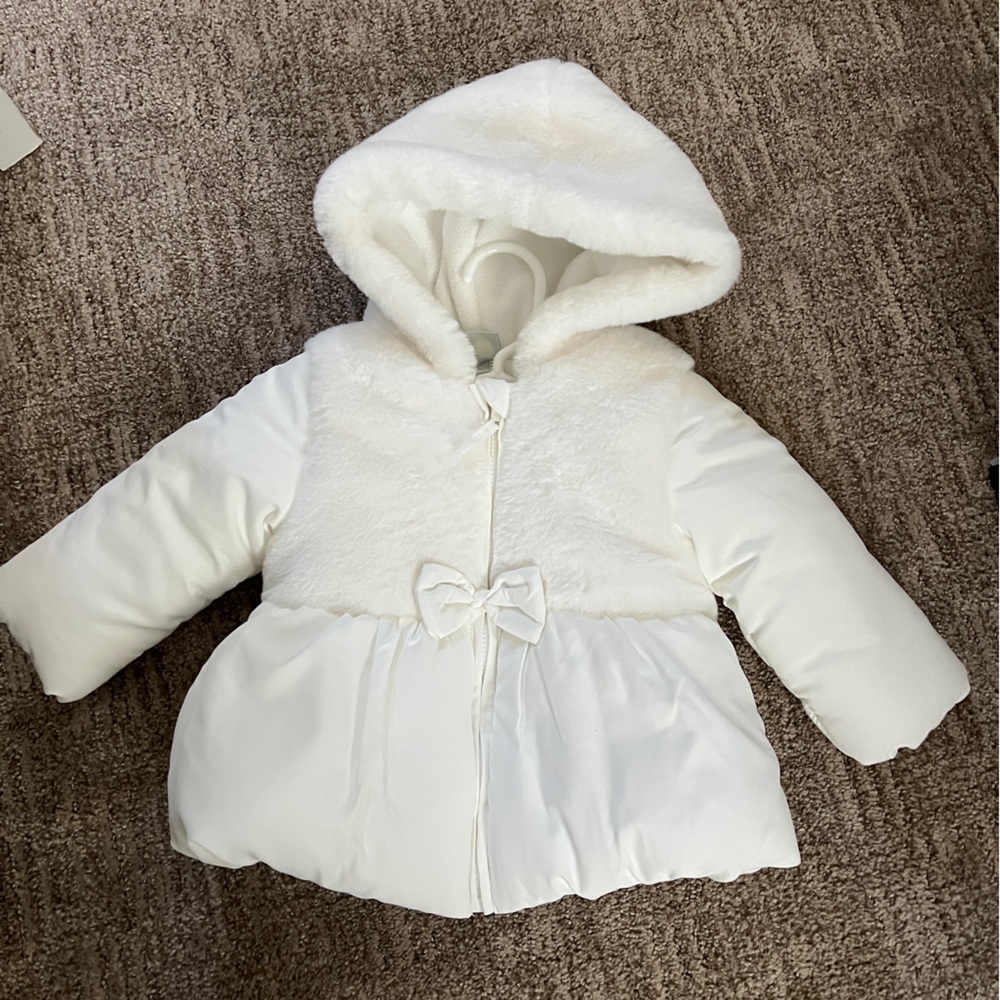 NWT white Little Me peplum coat